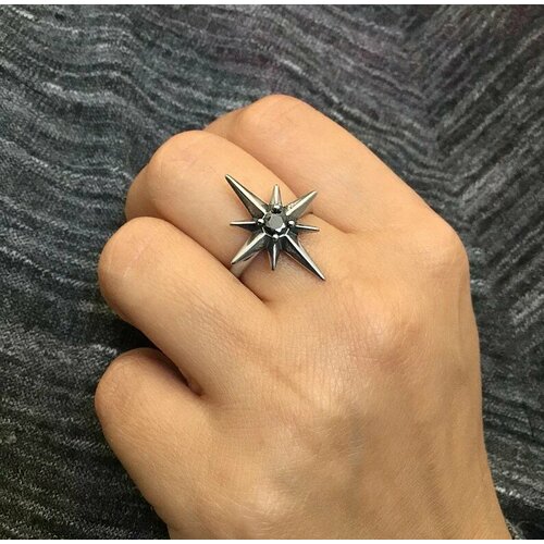 Славянский оберег печатка Starfallshop циркон металл фианит размер 18 черный 2200₽