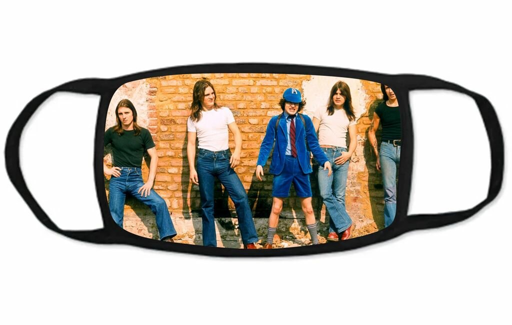 Маска защитная тканевая на лицо AC/DC, Эй-си/ди-си №10, Детская - 18 на 10 см