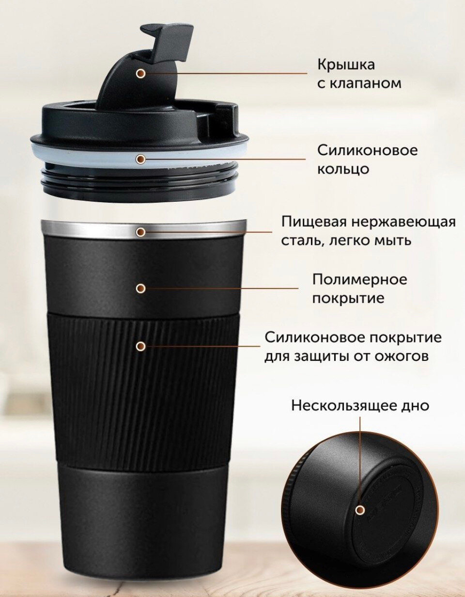 Термокружка для кофе и чая / термос для чая кофе 0.5л - фотография № 10
