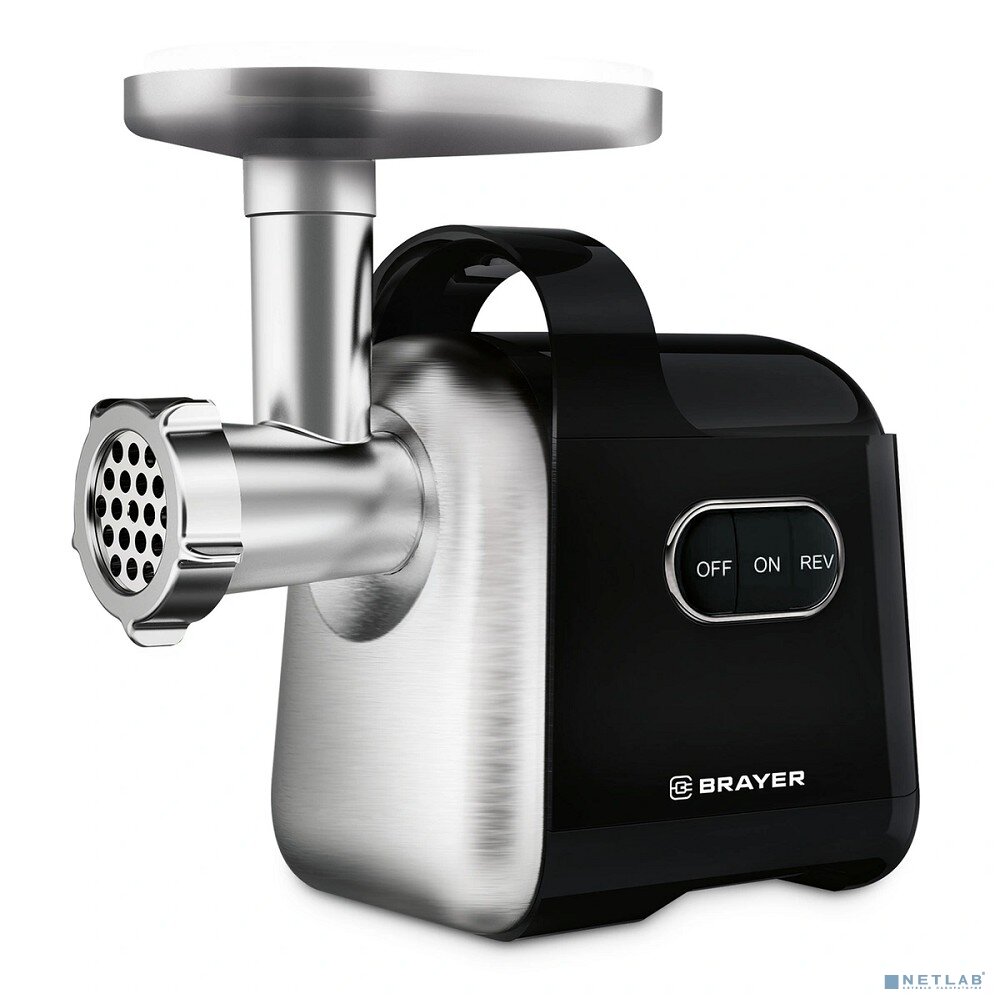фото BRAYER Мясорубки BRAYER 1602BR Мясорубка 2000 Вт, реверс, насадки кеббе, колбасы, овощей, отсек для хранен, 2 диска