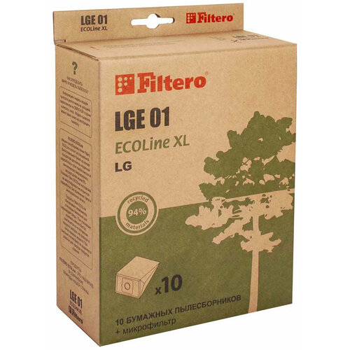 Набор пылесборников Filtero LGE 03 ECOLine XL 10 шт. пылесборники filtero lge 03 ecoline xl для lg бумажные 10 шт фильтр