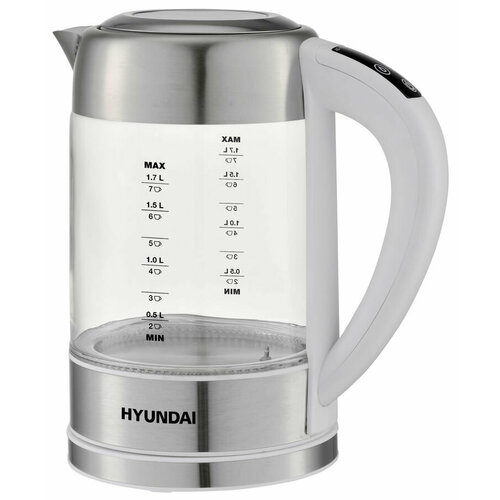 Чайник электрический HYUNDAI HYK-S5807, белый и серебристый