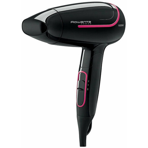 Фен Rowenta Hair Dryer Nomad CV3323F0, черный/розовый фен для волос rowenta nomad cv3323f0 компактный 1600 вт