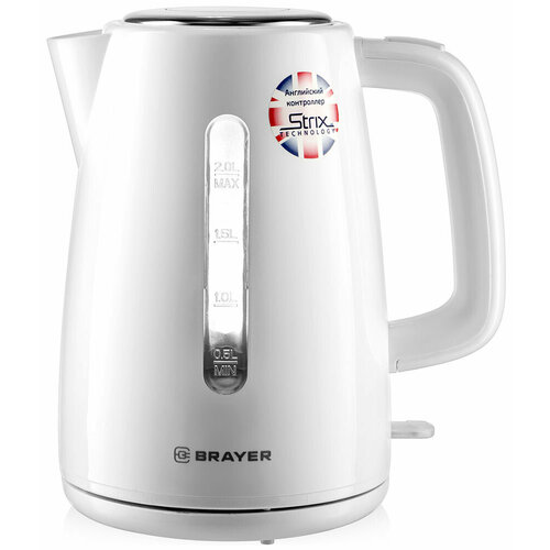 чайник электрический brayer br1008bk 2200 вт 1 7 л strix автоотключение термостойкий пластик Чайник электрический BRAYER BR1058WH белый