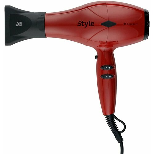 Фен Dewal Pro Style 2000 Вт 2 насадки диффузор красный 482000₽