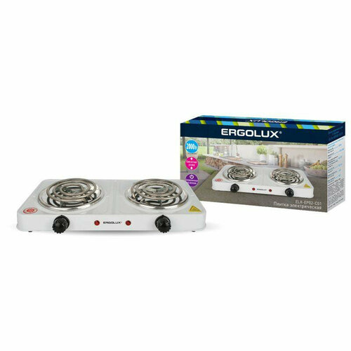 Электроплитка ELX-EP02-C01 2 конф спиральный нагр эл 2000Вт 220-240В бел Ergolux 13437 177300₽