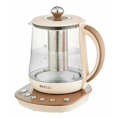 Чайник электрический Kelli KL-1377C кофейный стекло диск 17 л 2200 Вт 430100₽