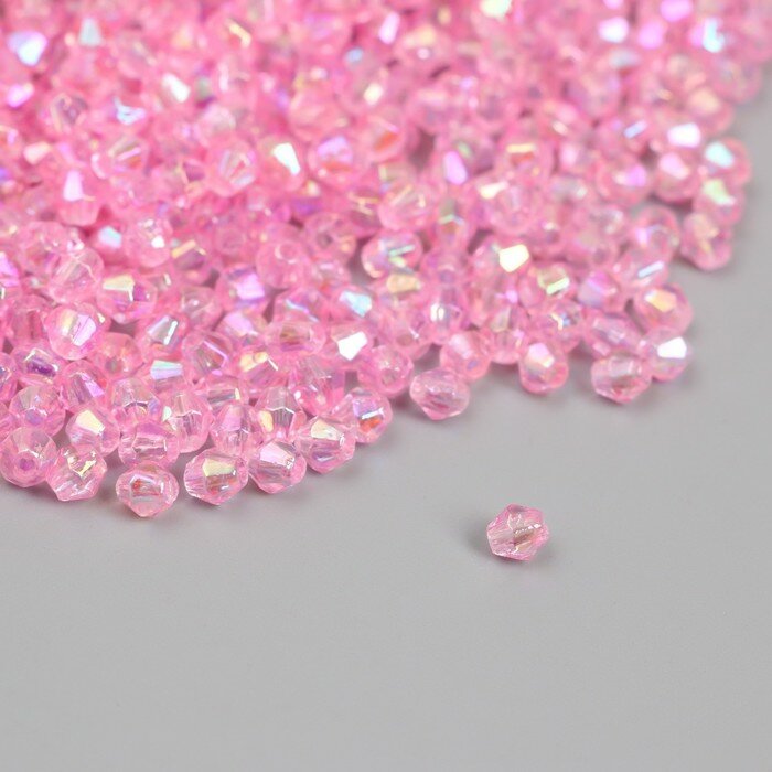 Арт Узор Бусины для творчества пластик "Ромб-кристалл голография розовый" набор 20 гр 0,4х0,4 см