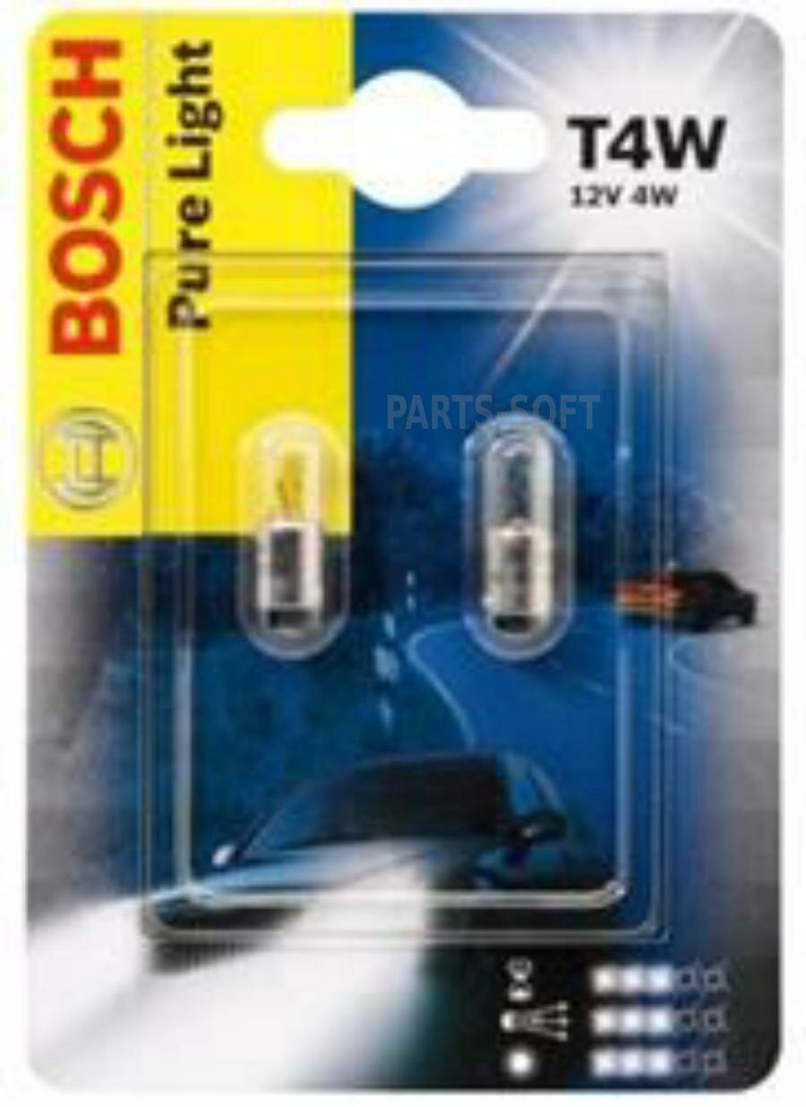 BOSCH 1 987 301 023 Лампа 12V T4W 4W BOSCH 2 шт. блистер 1 987 301 023