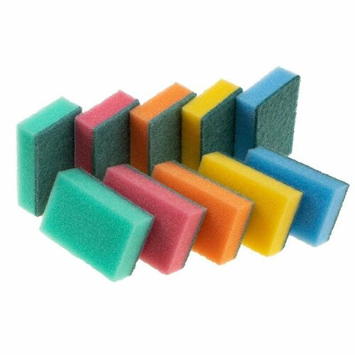 Губка поролон/абразив Donna-Bella Премиум (110x80x30мм) набор 10шт.