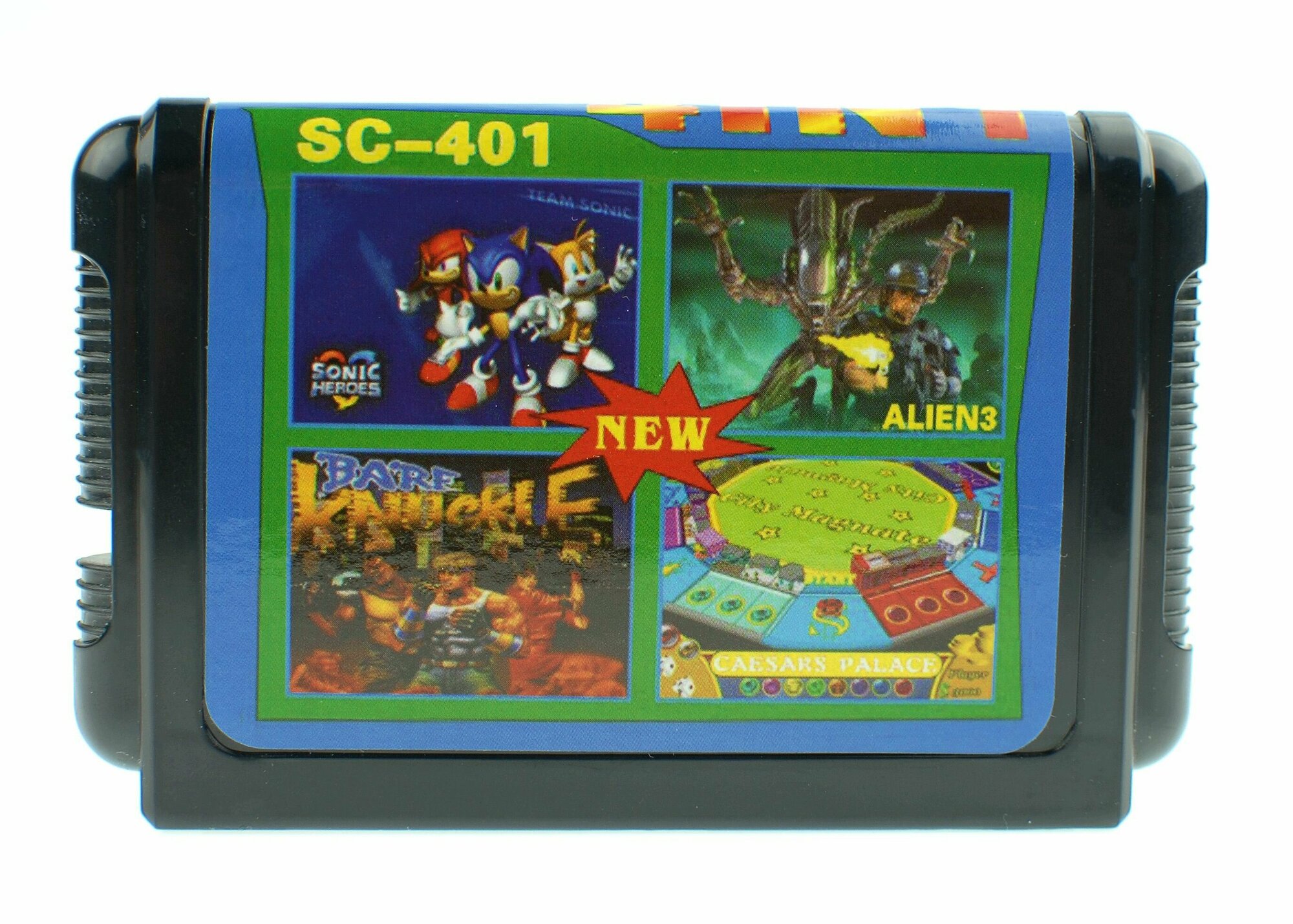 Сборник игр 4в1 Sonic 1, Alien 3, Bare Knuckle, Poker для SEGA 16bit