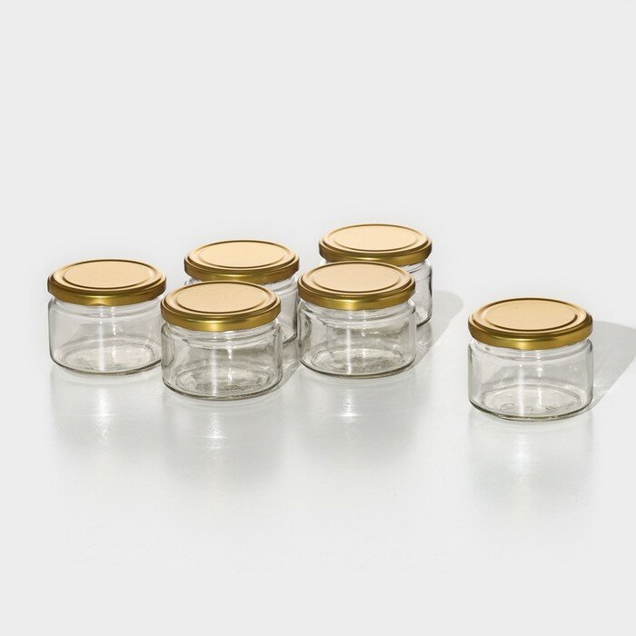 фото Набор стеклянных банок с крышкой для консервации, ТО-82 мм, для свечей, 0,2-0,25 л, 6 шт