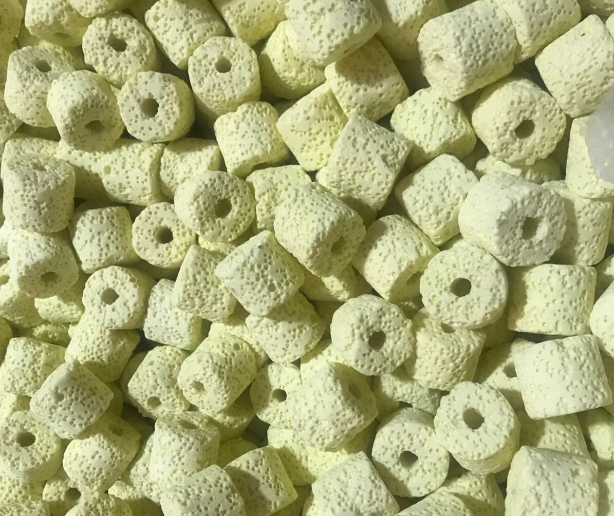 фото Наполнитель для био-фильтрации "керамическое кольцо желтые", фракция 20-25мм, 1л / 500г