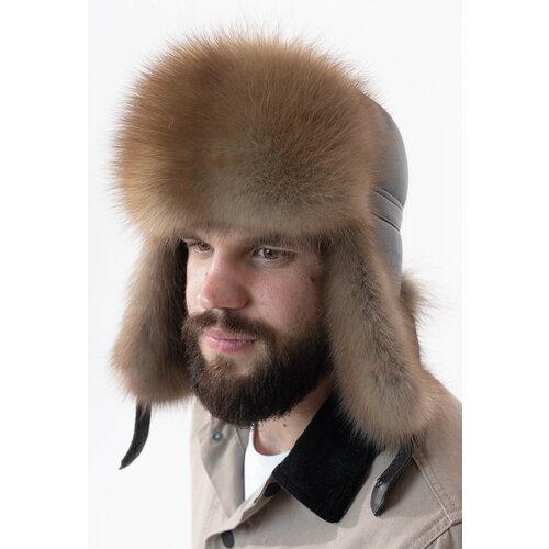 фото Шапка ушанка ярмарка шапок, размер 59, коричневый