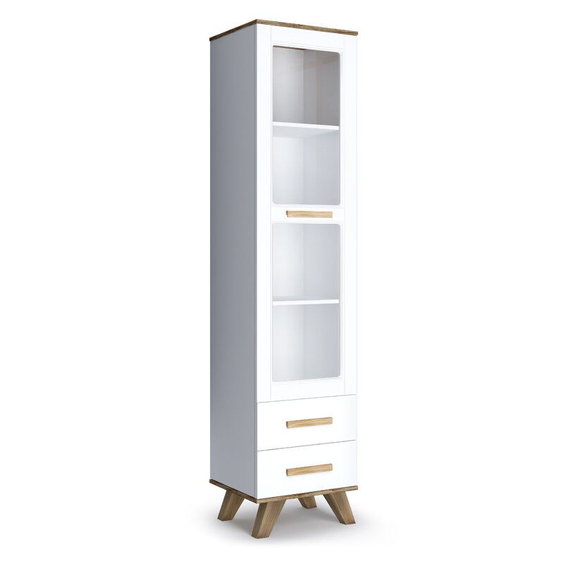 фото Шкаф-витрина Кураж Вега Скандинавия 450 Белый, Дуб Каньон, глянец белый