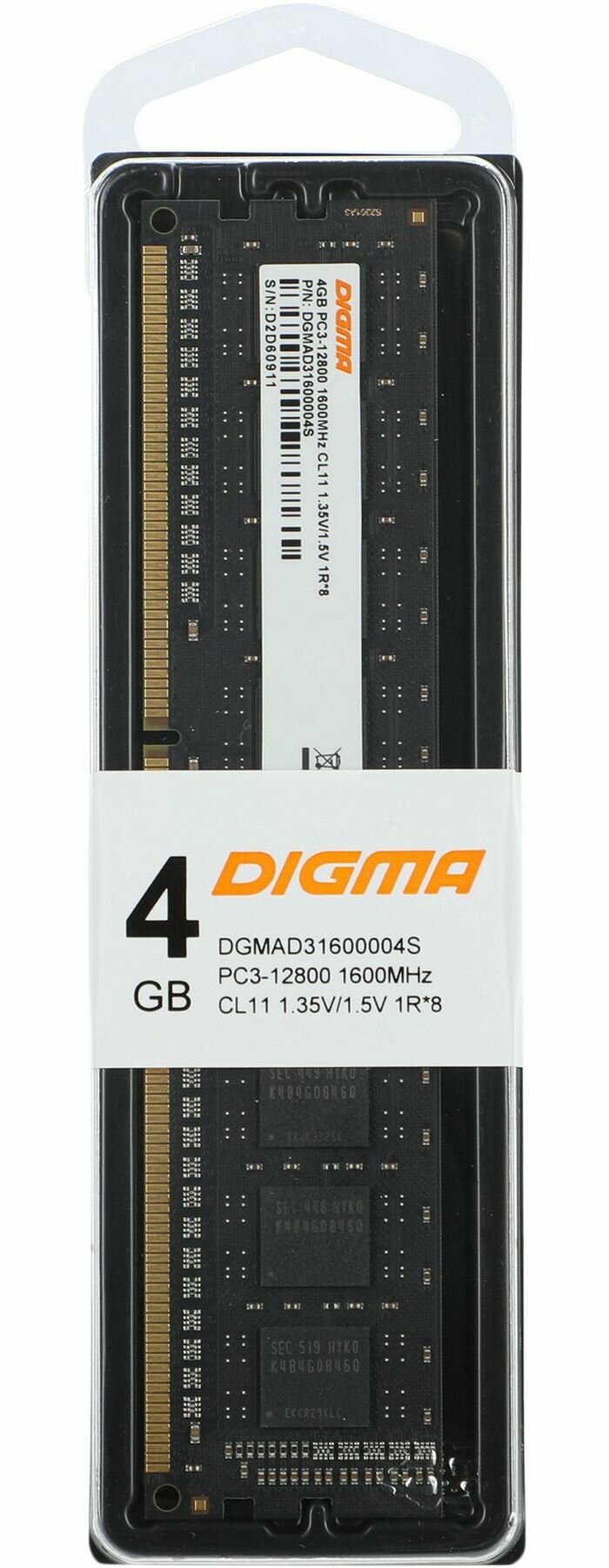 Оперативная память Digma DDR3L - 4Gb, 1600 МГц, DIMM, CL11 (dgmad31600004s) - фото №7