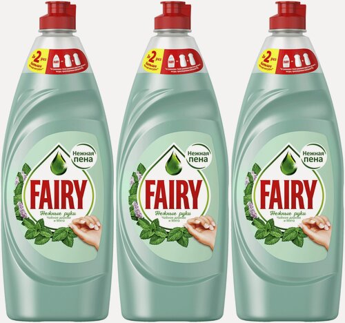 Изображение товара Fairy Средство для мытья посуды Нежные руки Чайное дерево и Мята , 650 мл, 3 шт