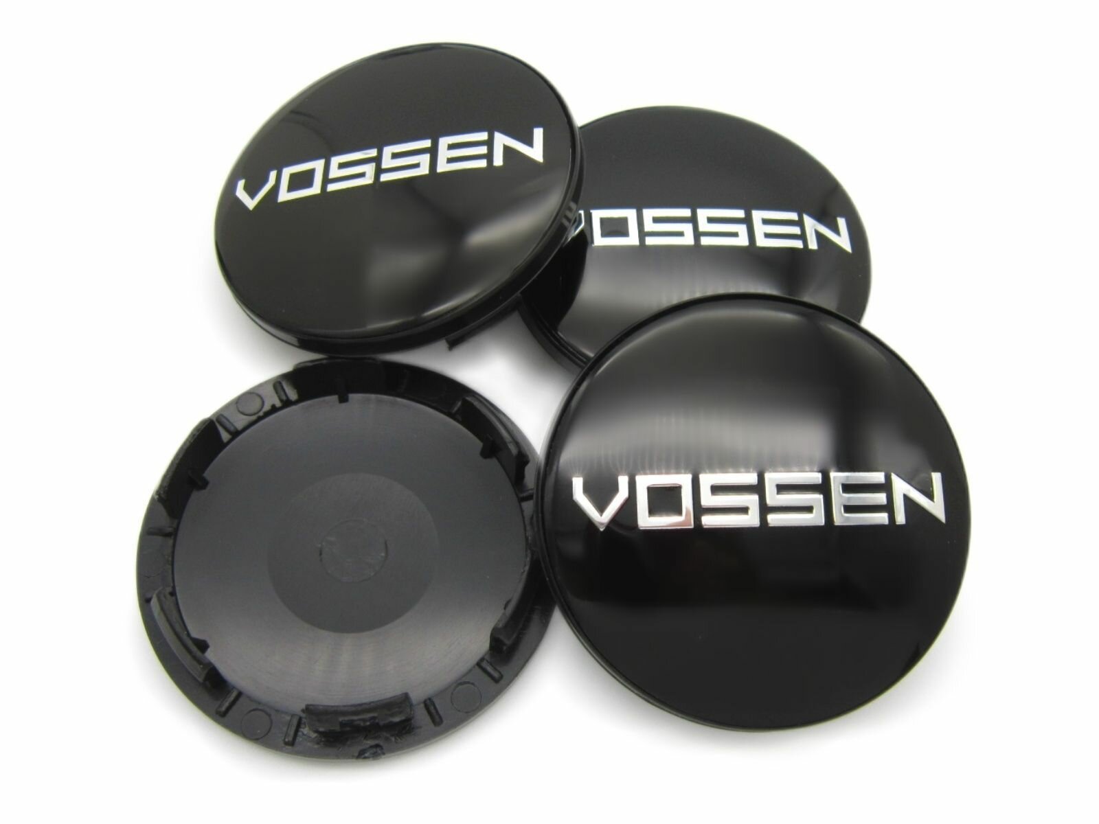 Колпачки заглушки на литые диски КиК Vossen black 62/55/10 комплект 4 шт.