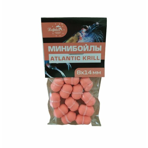 фото Минибойлы dolphin 8х14 мм тонущие минибойлы с резиночкой для насадки на крючок упаковка 5 пачек запах атлантический криль