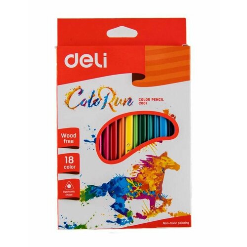 Карандаши цветные Deli ColoRun 18 цветов EC00110 карандаши цветные 18 цветов deli colorun l 175мм 3гр