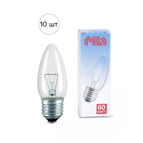 Лампа накаливания свеча PILA, цоколь E27 60 Вт, 10 штук