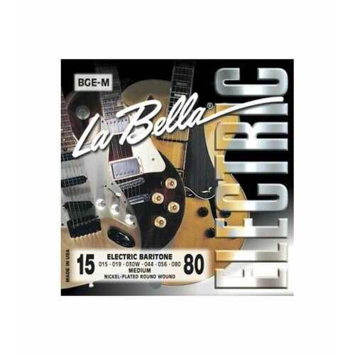 BGE-M Комплект струн для электрогитары баритон, никелированные, Medium, 15-80, La Bella