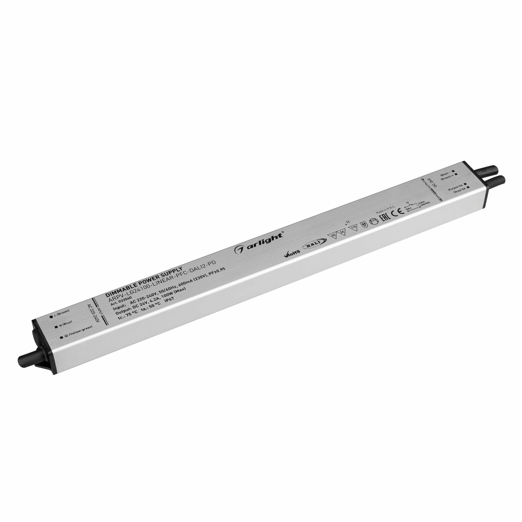 Блок питания Arlight ARPV-LG24100-Linear-PFC-Dali2-PD 24V 100W IP67 4,2A / - фото №1