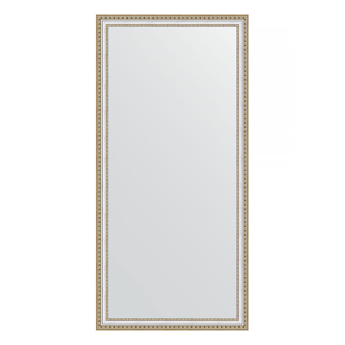 Зеркало настенное EVOFORM в багетной раме золотые бусы на серебре 75х155 см для гостиной прихожей кабинета спальни и ванной комнаты BY 1117
