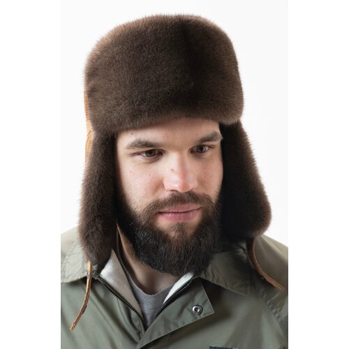 Шапка ушанка Ярмарка шапок, размер 58, коричневый
