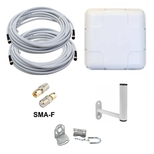 Усилитель интернет сигнала 2G/3G/WiFi/4G MIMO 15 dBi - SMA усилитель интернет сигнала 2g 3g wifi 4g антенна kroks kaa15 mimo 15 dbi f кабель кронштейн пигтейлы sma