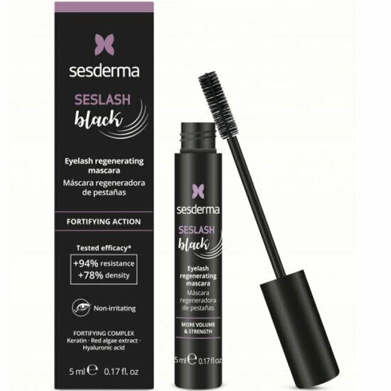 Тушь восстанавливающая для ресниц Sesderma с эффектом объема и разделения ресниц, черная