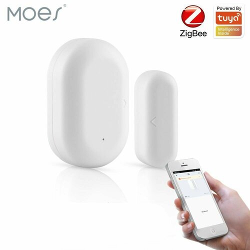 Умный датчик открытия дверей и окон Moes шлюз для системы slim tuya zigbee swg 027357