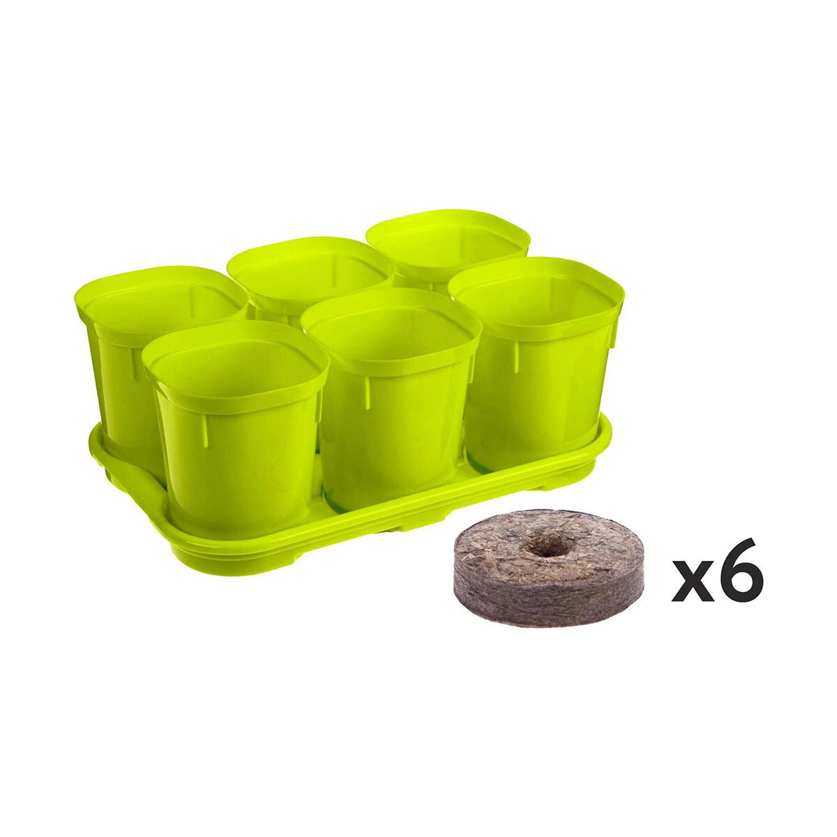 Набор горшочков для рассады InGreen с поддоном c торфяными таблетками 400 мл 6 шт