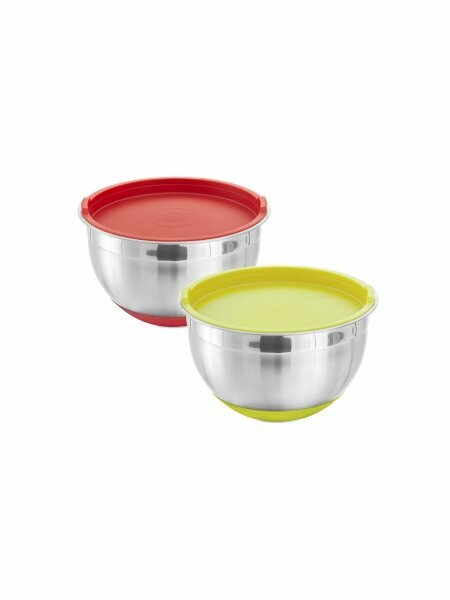 Миска стальная "MIX" с крышкой и антискользящим дном, 3 л, цвет в ассортименте — фото 1