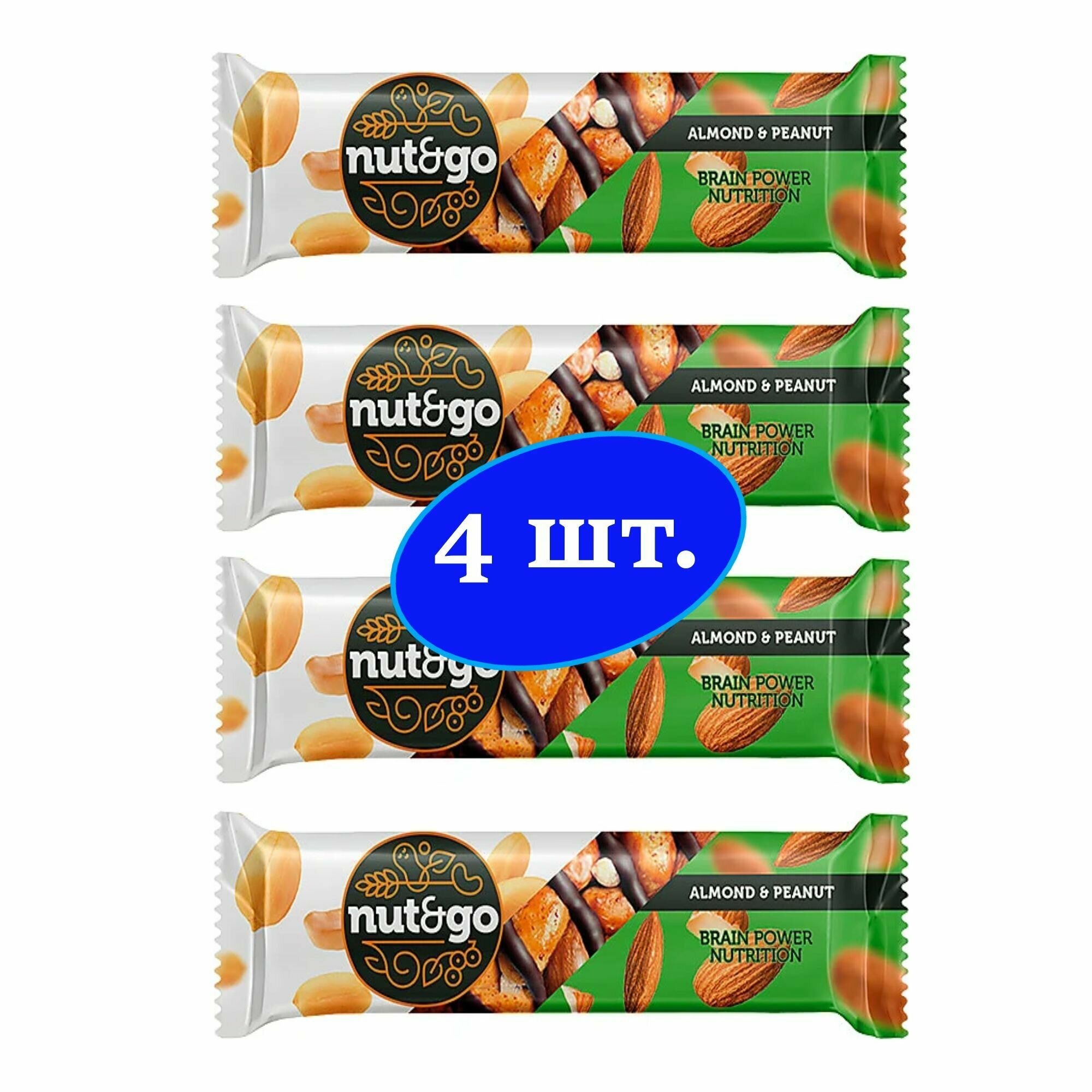 Шоколадный батончик Nut&Go - Almond & peanut, 36 г