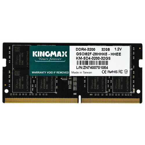 Модуль памяти SO-DIMM DDR4 32Gb 3200MHz Kingmax KM-SD4-3200-32GS RTL PC4-25600 Ret 1071000₽