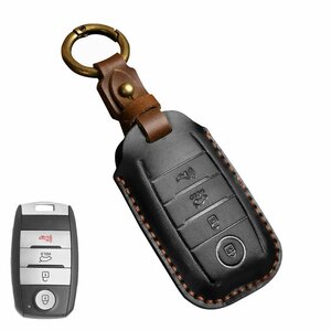 Чехол чкерный кожаный MyPads M-269544 на 4 кнопки для автомобильного ключа марки Kia Rio Sportage Seltos K5 9 KX5 KX3 CARNIVAL Cerato, K5, Stinger.