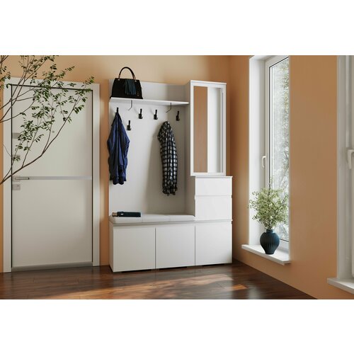 Прихожая Плейона Тумба с вешалкой белый 9352₽
