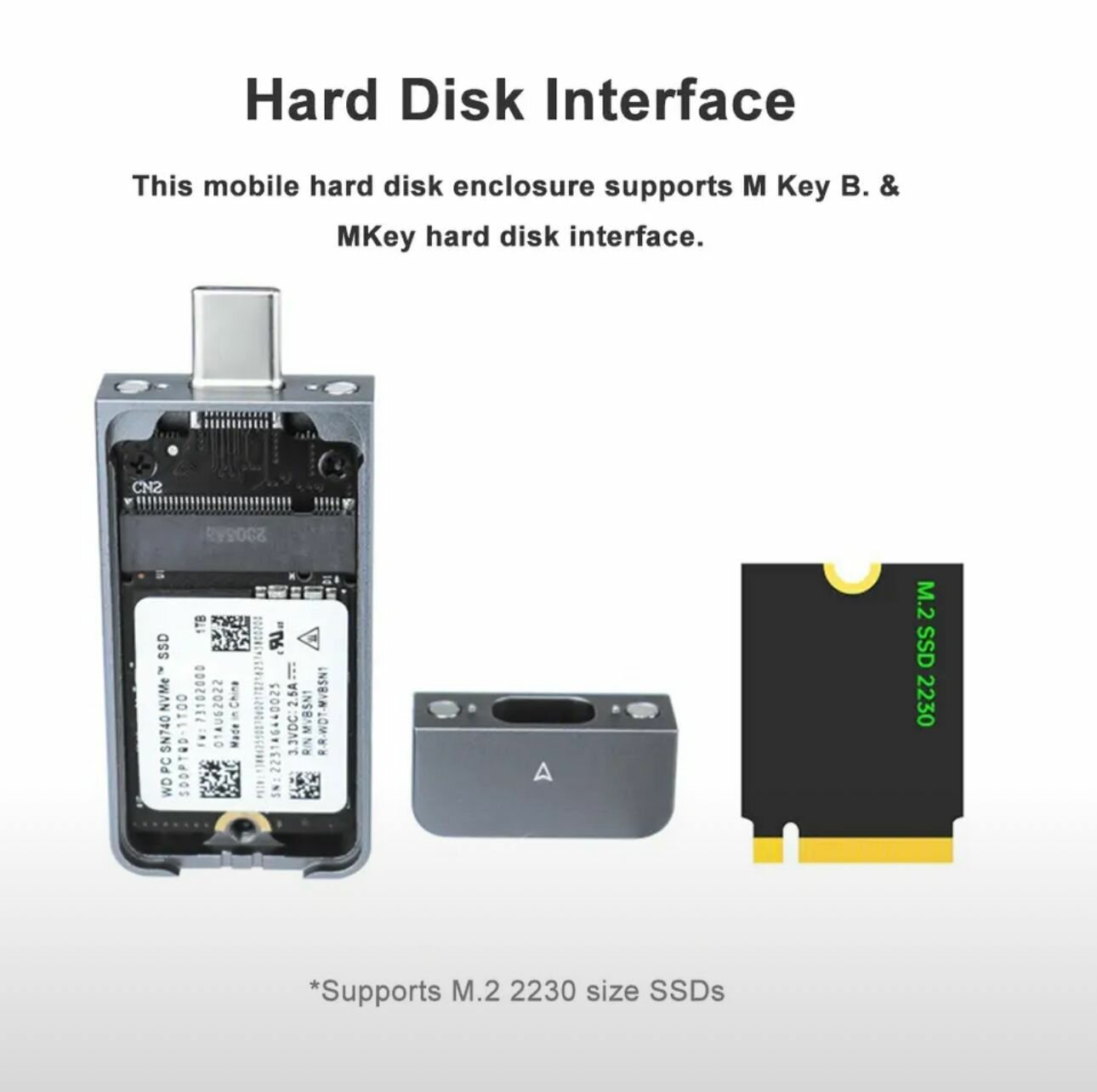 Корпус для ssd 2230 2242 USB32 Gen2 10 Гбит/с PCIe SSD корпус M2 NVMe внешний адаптер для 2230 2242 M2 SSD