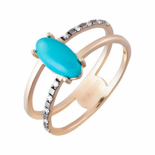 фото Кольцо aloris, красное золото, 585 проба, бирюза, размер 18 aloris jewelry