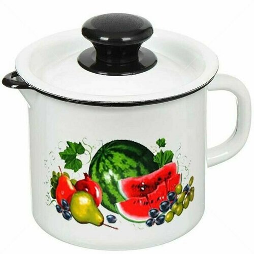 Кружка эмалированная с носиком, с крышкой 1,0 л 