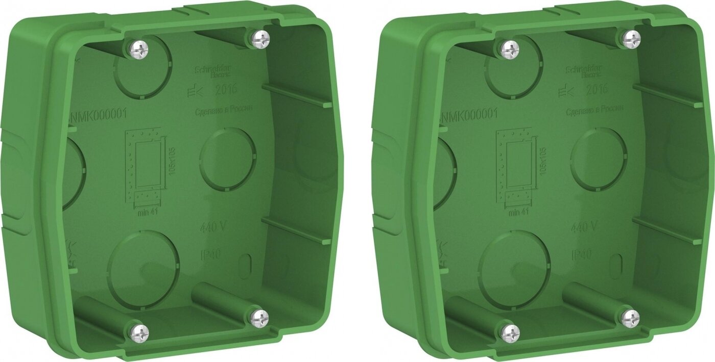 фото Коробка установочная Schneider Electric Blanca 100x100 квадратная IP20 зеленая (комплект из 2 шт.)
