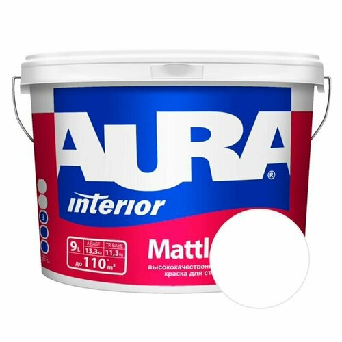 Краска AURA Mattlatex Моющаяся Белый 9 л краска в д aura mattlatex моющаяся 2 7л tr бесцвет арт 4607003919955