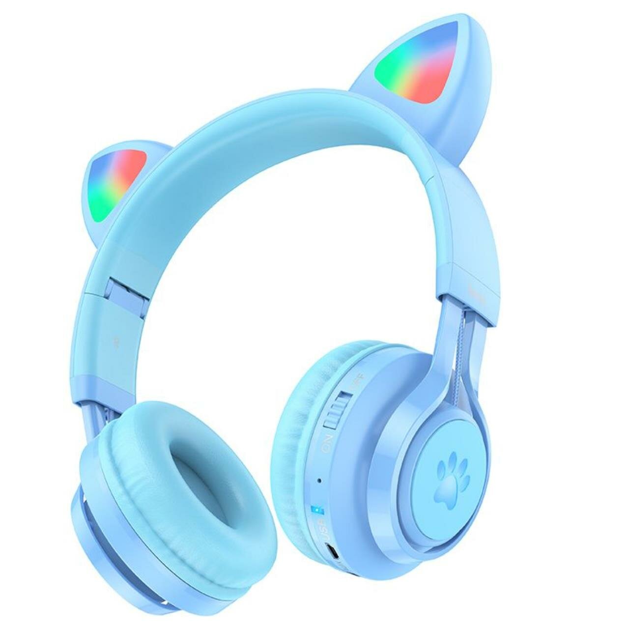 Беспроводные наушники HOCO W39 Cat ear, Bluetooth 5.3, TF, AUX, 400 мАч (Голубой)