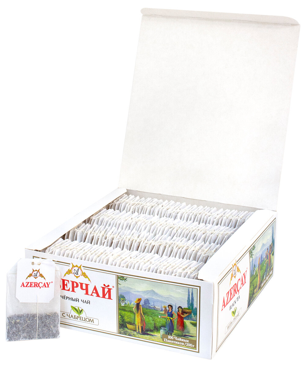 Чай черный азерчай с чабрецом, в пакетиках, 2 г × 100 - фотография № 2