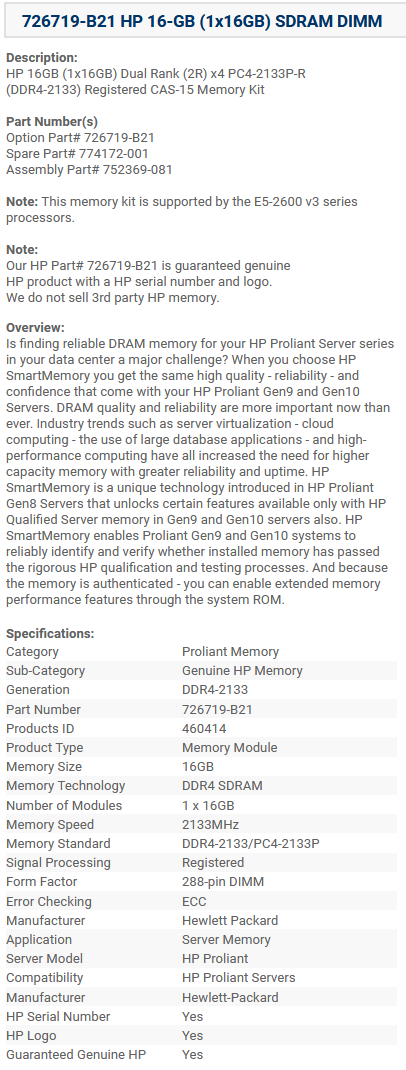 Оперативная память 16Gb PC4-17000 2133MHz DDR4 DIMM HP 726719-B21 - фото №12