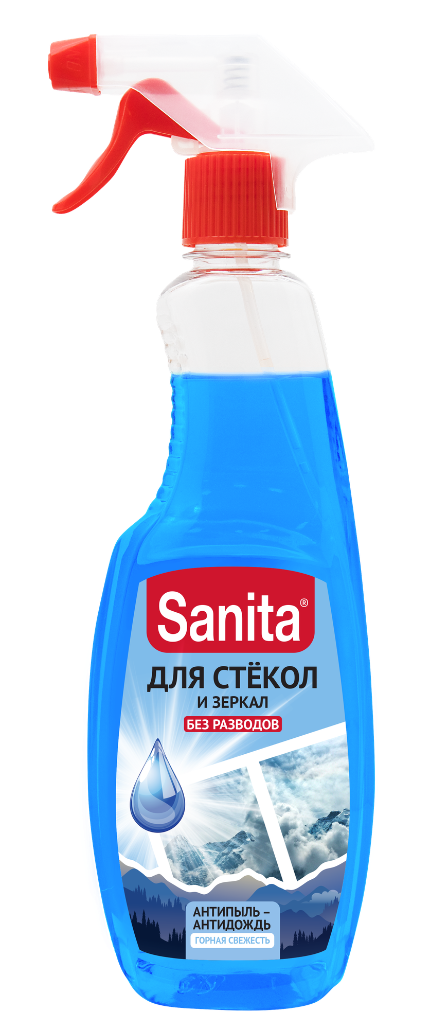 Для стекол с формулой Антипыль + спирт Sanita