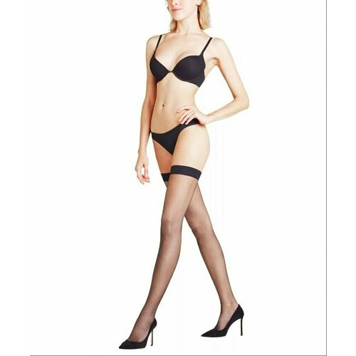 Чулки Falke Invisible Delux Stay-up, 8 den, размер 3, черный