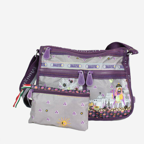 фото Сумка мессенджер minigirl, фактура гладкая, фиолетовый