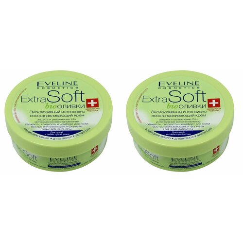 Eveline Cosmetics Крем Extra Soft Bio интенсивно восстанавливающий, оливки, 200 мл, 2 шт эксклюзивный интенсивно восстанавливающий крем для тела оливки bio extra soft 200мл